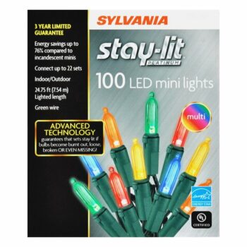 100-Count Sylvania Staylit Platinum 26′ LED Christmas Lights