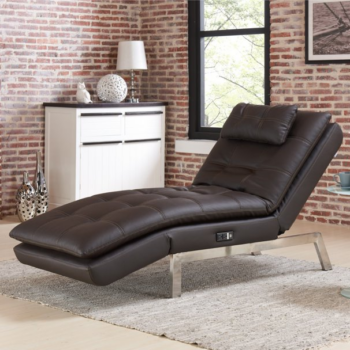 Relax-a-Lounger Faux Leather Convertible Chaise Lounger