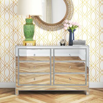 Mirrored 6-Drawer Double Dresser