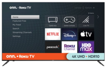 Onn. 75″ Class 4K UHD Frameless Roku Smart TV